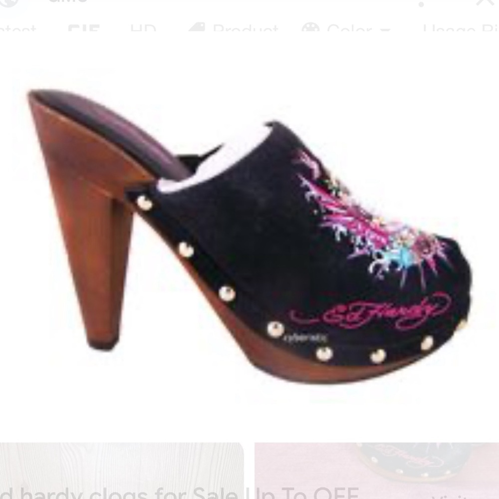 Ed Hardy Geisha High Heeled Clogs. Size 5 RARE